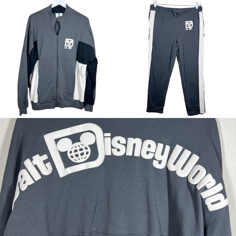 Walt Disney World Spirit Jersey Color Block Track Suit Zip Up Sweats Size Large